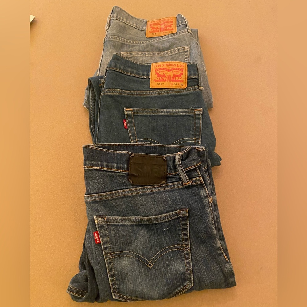 3 pairs of Levi’s 511 Slim 34 X 32